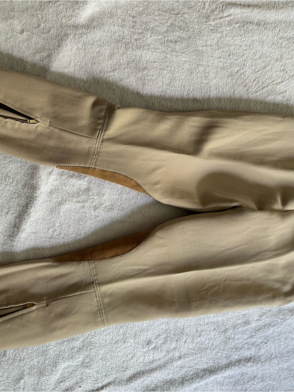 Beige Riding Pants with Suede Knee Patch